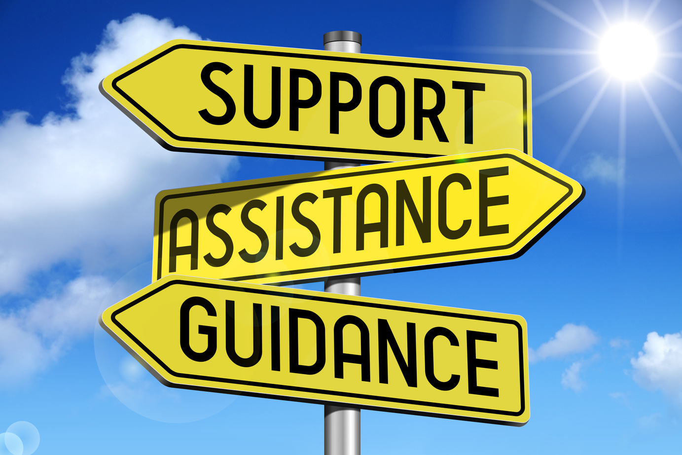 Support, assistance, guidance signpost